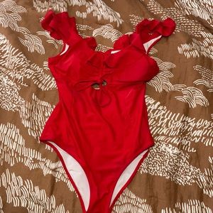Red one piece swimsuit